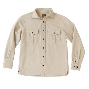 St. Johns Bay Soft Button Up Shirt Mens M Beige Long Sleeve Casual Pockets